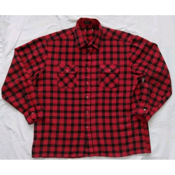 Vintage Buffalo Plaid Shirt Button Down Red Black Check Lumberjack Mens Size XL - Picture 4 of 8